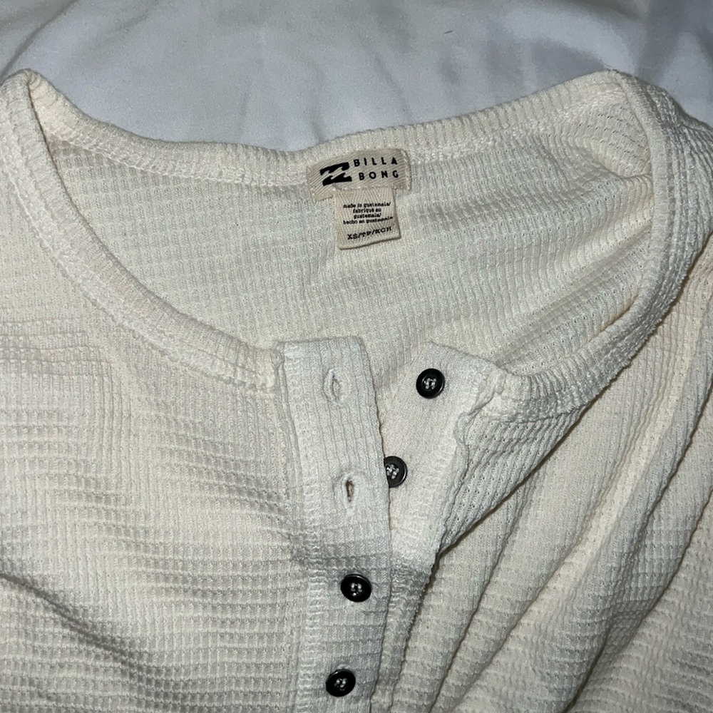 Billabong New Any Day Henley Thermal Waffle Knit Button Top - Picture 3 of 10